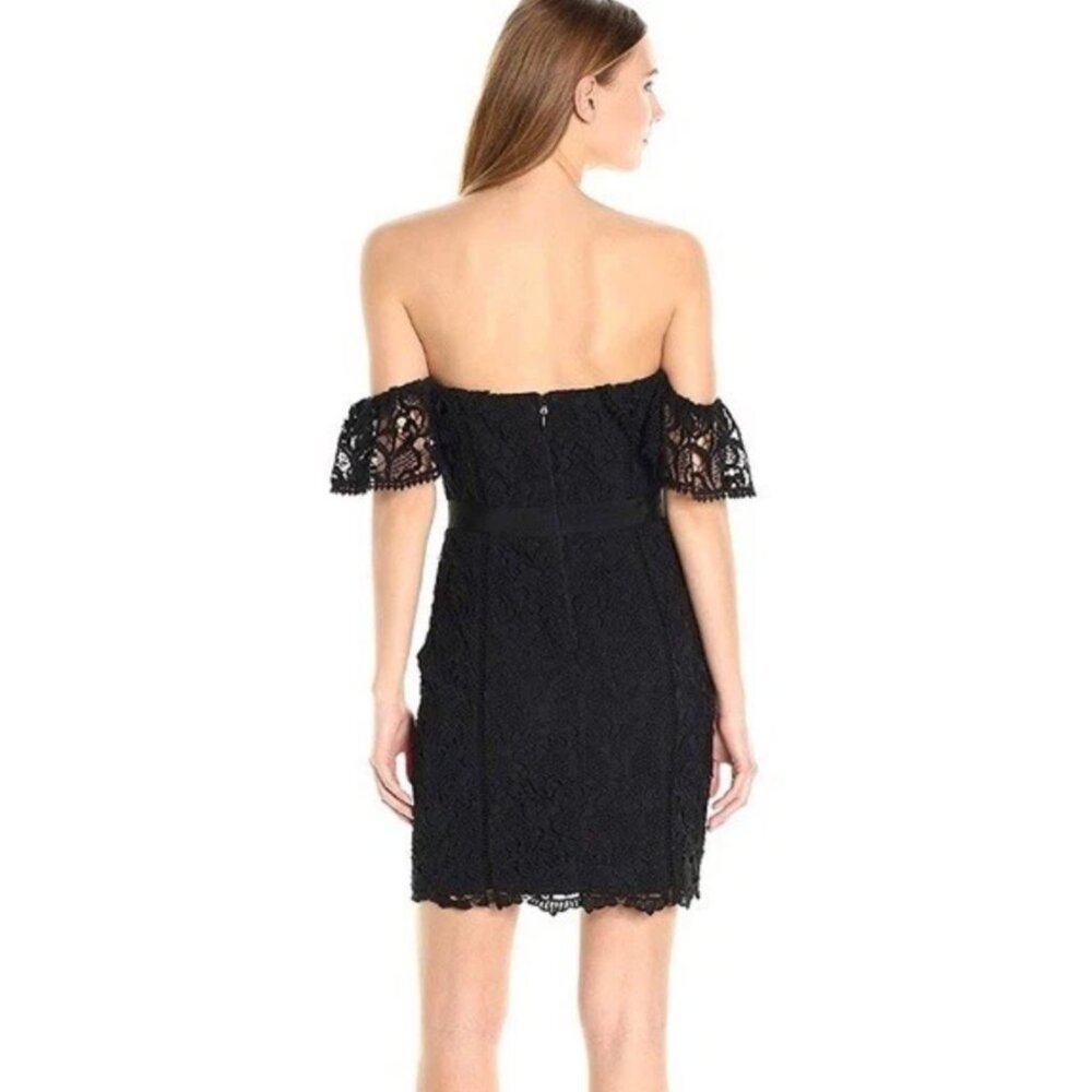 Adelyn Rae Maddie Off The Shoulder Black Lace Mini Dress Size S - Picture 12 of 13